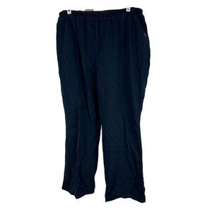 Chic Womens Petite Elastic Waist Pants Cotton Blend Navy Sz 16P Comfortable Fit